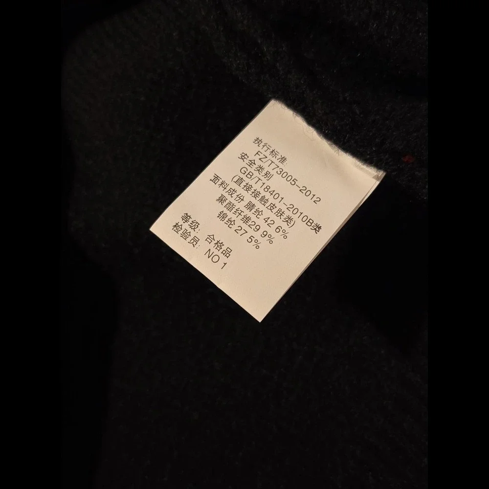 Black Textured Monogram Knit Sweater Crewneck Pullover‎ Long Sleeve Size L